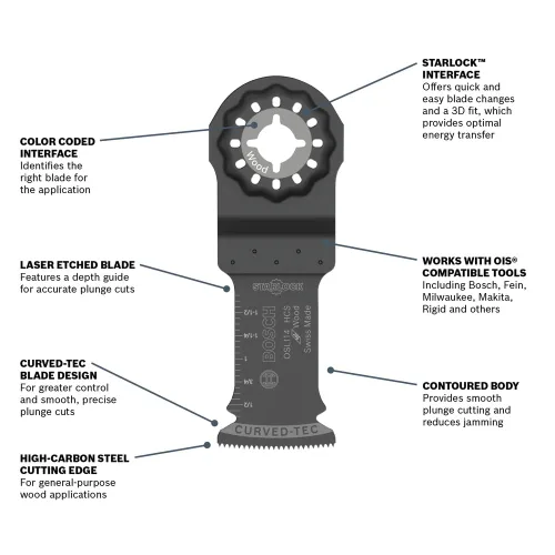 Miniatura 4 de Bosch OSL114 1-1/4 pulg. Starlock® Cuchilla de corte de inmersión de acero de alto carbono para herramienta multioscilante