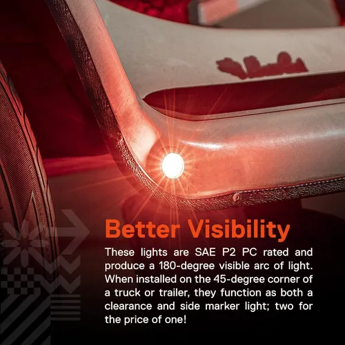 Miniatura 3 de TRUE MODS 10 piezas de luz de marcador LED de 3/4" de diámetro rojo para remolque de 12V [3 cables/Giro/Freno/Luces traseras TBT] [DOT FMVSS 108]