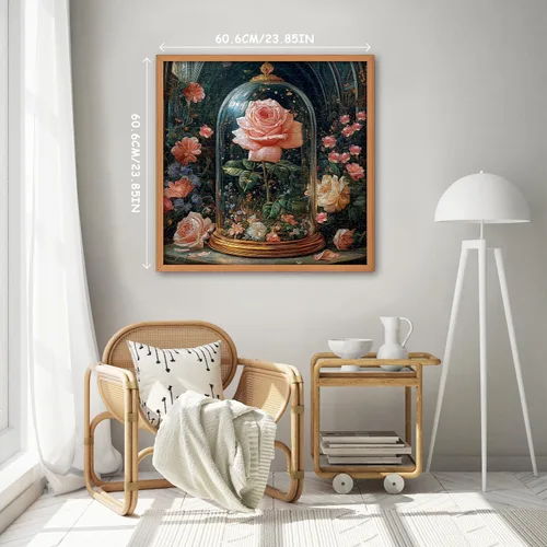 Miniatura 3 de Rompecabezas de flores de rosas para adultos de 1000 piezas, rompecabezas únicos de plantas florales, hermosa rosa en cúpula de cristal