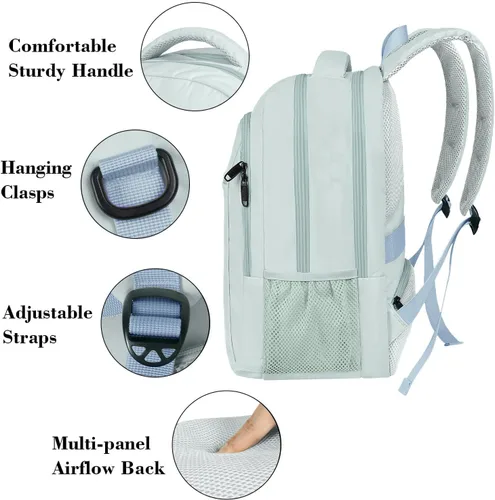 Miniatura 4 de MATEIN Mochila de viaje para laptop, mochila escolar ligera antirrobo para niñas, niños y estudiantes con puerto de carga USB, mochila resistente al