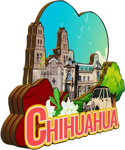 Miniatura 2 de Chihuahua México imán imán de madera 3D monumentos de viaje coleccionables, recuerdos decorativos hechos a mano -2040