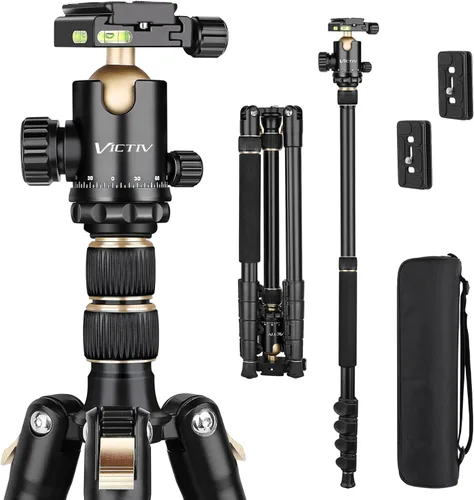 Miniatura 9 de Trípode profesional de 78 pulgadas para cámara Victiv, trípode monópode de aluminio para cámara DSLR, telescopio terrestre, telescopio, binoculares