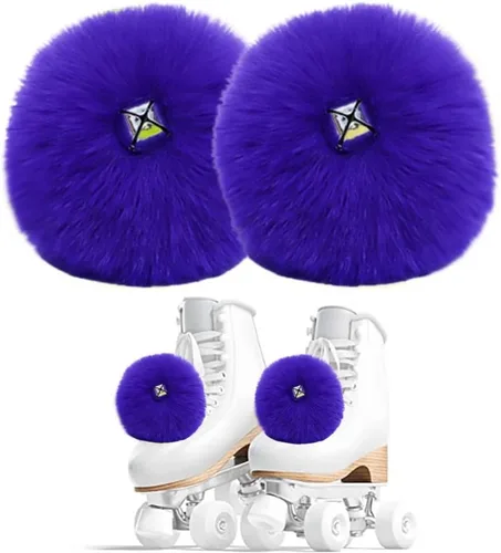 Miniatura 10 de 2 pompones para patinaje sobre ruedas para mujeres y niñas, de princesa, para patinaje sobre hielo, bolas de pompón con cascabeles peludos para Rosa