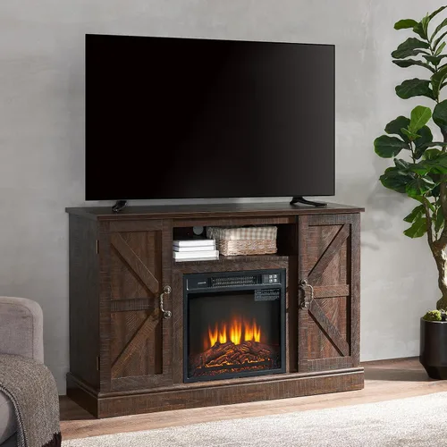 Miniatura 13 de Farmhouse Classic Media - Soporte de TV antiguo para TV de hasta 50 pulgadas con espacio de almacenamiento abierto y cerrado