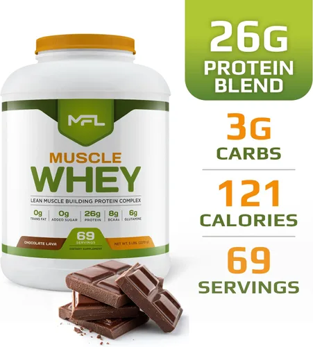 Miniatura 2 de MFL Muscle Whey Protein l 0.99 oz de proteína l 0.28 oz BCAA l Keto Friendly l Keto l Bajo en carbohidratos l 5 libras (Chocolate Lava)