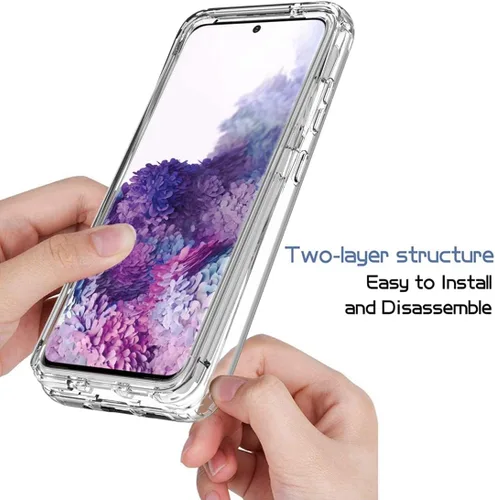 Miniatura 4 de Funda para Samsung Galaxy S20 5G, transparente, protección de cuerpo completo, protector de pantalla de vidrio templado, parachoques híbrido a