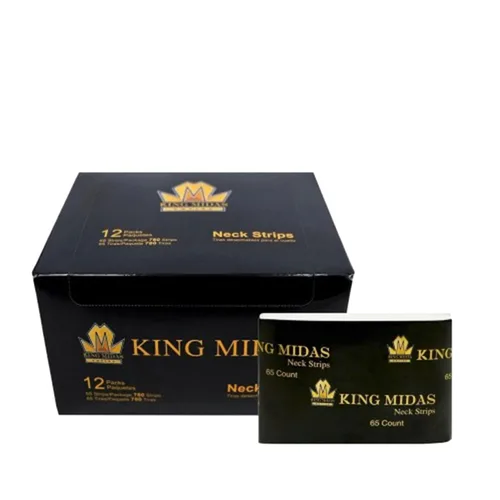 King Midas Empire Neck Bandas de papel elásticas profesionales – Paquete de 12 accesorios desechables para corte y peinado para salones y barberos