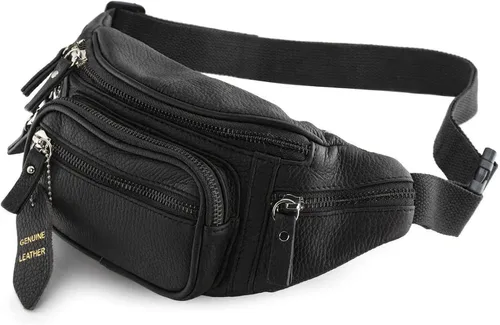 Riñonera multifunción de cuero genuino para hombres y mujeres, múltiples bolsillos y cremalleras resistentes, ideal para senderismo, correr y
