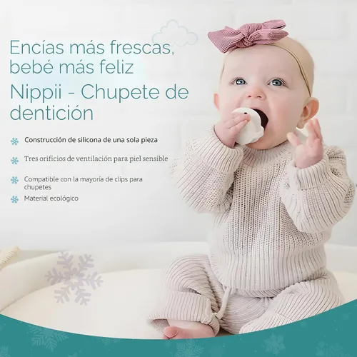 Miniatura 4 de Nippii Chupete congelable para aliviar la dentición del bebé, mordedor seguro para bebés con efecto refrescante, fácil de limpiar, silicona suave