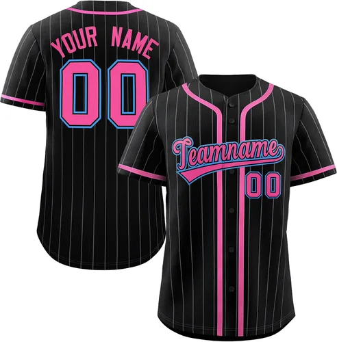 Miniatura 23 de Camiseta de béisbol de rayas finas personalizada hipster hip hop, camisetas deportivas con nombre y número del equipo personalizado para hombres