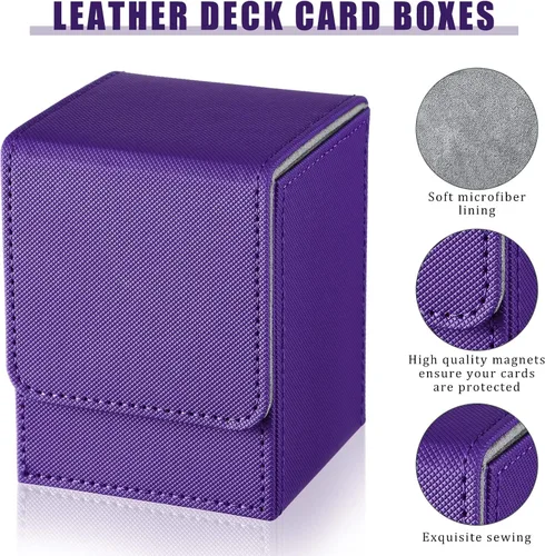 Miniatura 3 de Yookeer 4 Piezas Cajas de Cartas de Cuero para Mazo Caja de Juego de Cartas para Cartas Coleccionables Compatible con MTG Commander