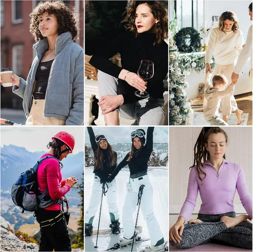 Miniatura 5 de Ropa interior térmica para mujer color liso ultra suave larga y térmica capa base para mujer