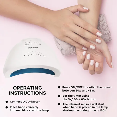 Miniatura 5 de P2P Nails Lámpara de uñas UV/LED – Luz de uñas para esmalte de uñas de secado rápido – Secador de uñas estilo salón para mujeres elegantes – Lámpara