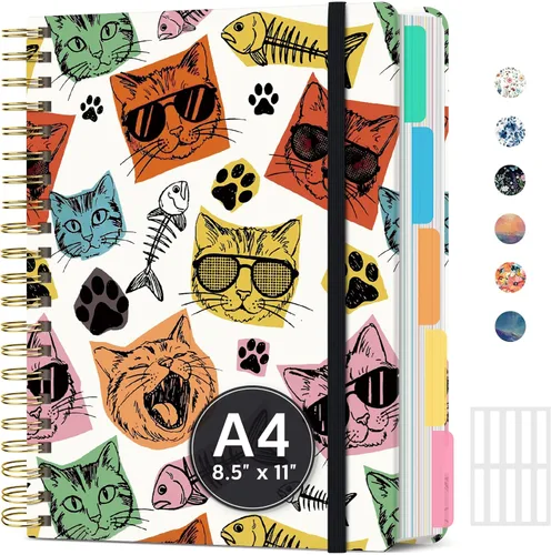 Miniatura 28 de Cuadernos de espiral con tapa dura para el trabajo con divisores y pestañas removibles, de 8.5"x11" con 5 divisiones para tomar notas y organizador