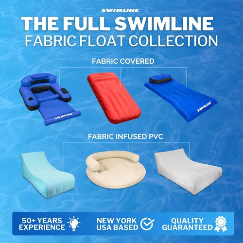 Miniatura 7 de Swimline ORIGINAL - Colchoneta cubierta de tela para piscina, balsa flotante definitiva para adultos y niños Respaldo, reposabrazos y reposapiés
