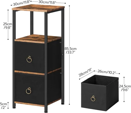 Miniatura 8 de HOOBRO Gabinete esquinero, estante esquinero de 4 niveles con 2 cajones, gabinete de piso de baño, gabinete de almacenamiento estrecho, para baño