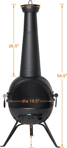 Miniatura 7 de SINGLYFIRE Chiminea Chiminea - Chimenea para exteriores para patio o patio trasero, hoguera de madera con cubierta de chimenea sin óxido, hierro