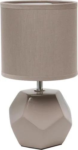 Simple Designs LT1212-GRY - Lámpara de mesa moderna redonda geométrica de 10.24 pulgadas con pantalla a juego, gris