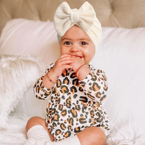 Miniatura 4 de DRESHOW BQUBO 5 Pieces Newborn Baby Turban Hats Bow Baby Infant Beanie Breathable Toddler Cap for Baby Girls