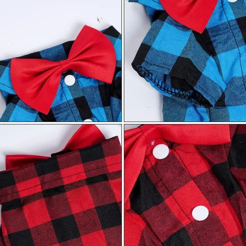 Miniatura 2 de Tongcloud Paquete de 3 camisas a cuadros para cachorros y gatos, lindas camisas para perros y gatos grandes, fiesta de cumpleaños y fotos