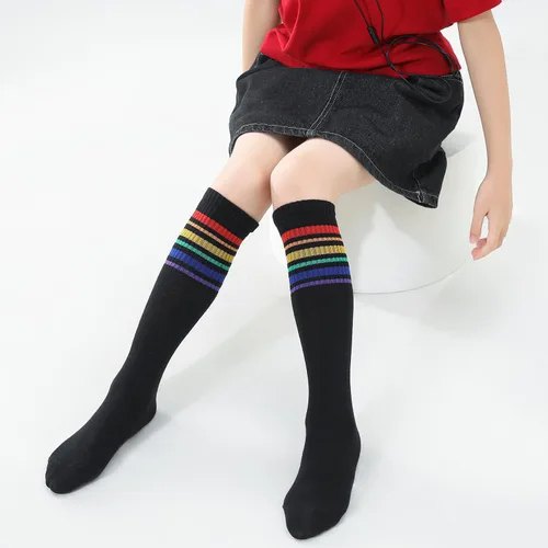 Miniatura 5 de TOCONFFON Calcetines de tubo hasta la rodilla para niños, niñas y adolescentes, calcetines deportivos de algodón para la escuela de fútbol, uniforme