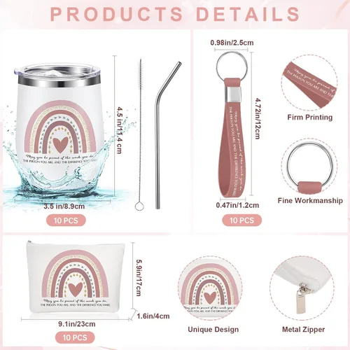 Miniatura 2 de Bokon Juego de 30 regalos de agradecimiento a los empleados de 12 onzas con texto en inglés "May You Be Proud" Sign Stainless Steel Tumbler Rainbow