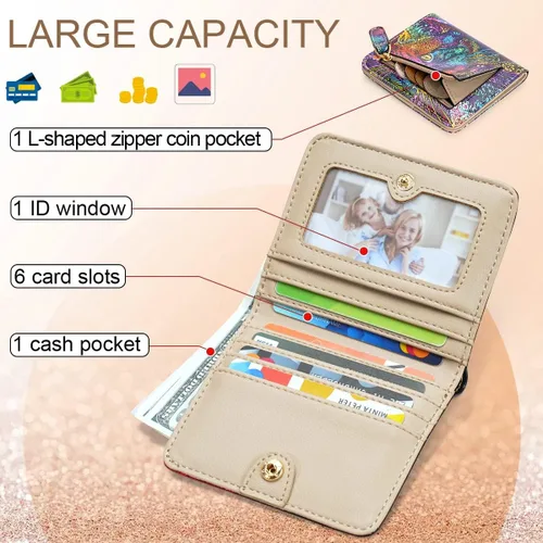 Miniatura 2 de APHISON Billetera para mujer, delgada y pequeña, cartera RFID para mujer, 08-0094