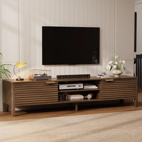 Miniatura 9 de IKALIFE Soporte de TV para sala de estar, televisores de hasta 65 pulgadas, centro de entretenimiento moderno de mediados de siglo