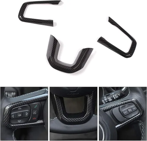 Miniatura 2 de CheroCar JL JT - Fundas de volante de fibra de carbono para Jeep Wrangler JL 2018-2025+, para Jeep Gladiator JT 2020-2025+, accesorios interiores