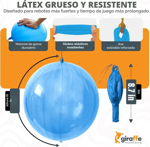 Miniatura 3 de Globos de neón Giraffe con función de rebote (30 unidades)