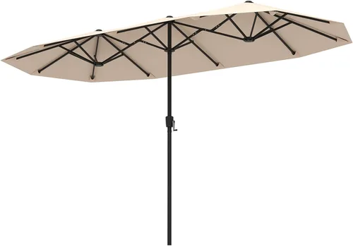 Miniatura 11 de Tangkula Sombrilla de patio de doble cara de 15 pies, sombrilla extragrande para exteriores con sistema de manivela y rejillas de ventilación, Azul