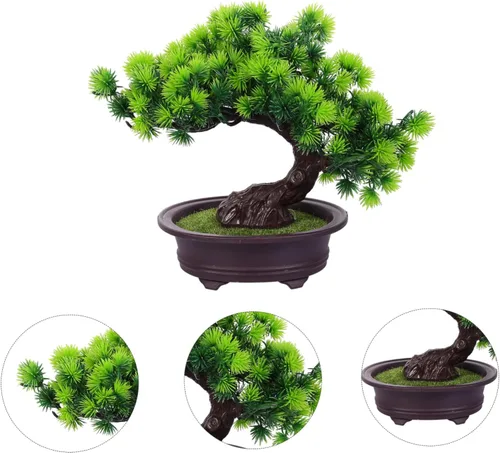 Miniatura 7 de NOLITOY Decoración de pino en maceta, plantas de plástico para exteriores, decoración de mesa al aire libre, decoración de oficina pequeña, árbol