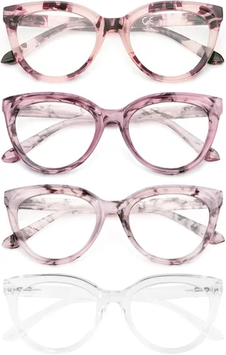 Miniatura 11 de REAVEE Paquete de 3 lentes de lectura de ojo de gato de gran tamaño para mujeres y hombres, marco grueso, bloqueo de luz azul, lentes elegantes