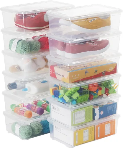 Miniatura 9 de novelinks Caja de almacenamiento transparente de 6 cuartos de galón, apilable, de plástico, con tapas, caja de plástico para clasificar, paquete