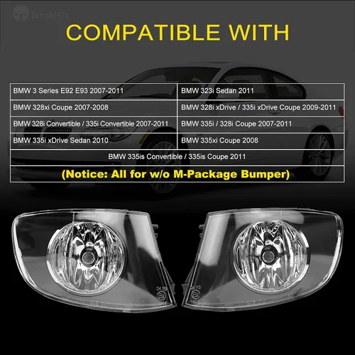 Miniatura 2 de TangMiGe Faros antiniebla para BMW E92 E93 (323i Sedán, 328i 335i 335is Convertible, 328i 328xi 335i 335xi 335is Coupe, 335i xDrive Sedán), todo sin