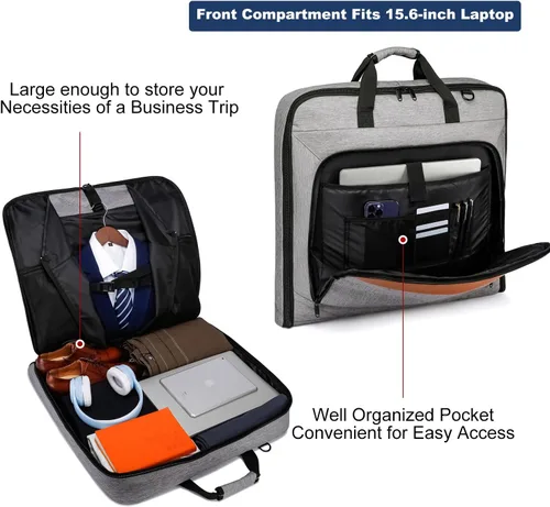 Miniatura 3 de Bolsa de viaje grande de viaje para hombres de 40 pulgadas, 3 bolsas de ropa para viajes de negocios, maletas colgantes 2 en 1 para viajes, bolsa