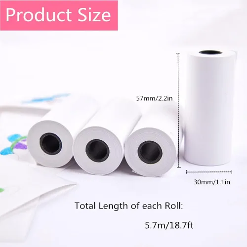Miniatura 2 de Paquete de 20 papeles de impresión de repuesto de cámara instantánea para niños, impresora fotográfica de 2.2 x 1.2 pulgadas, rollos de papel 20