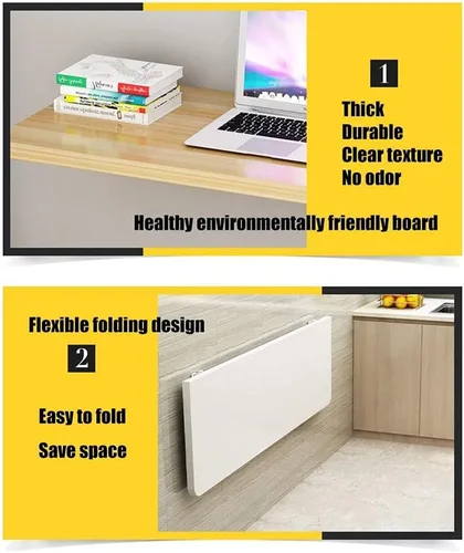 Miniatura 3 de Banco de trabajo montado en la pared para colgar en la pared, mesa plegable de madera maciza, mesa de cocina plegable pequeña, mesa de cocina Blanco