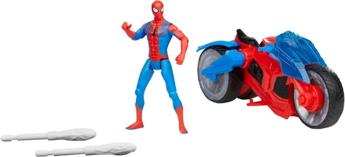 Miniatura 4 de Marvel Spider-Man Web Blast Cycle, figura de acción de 4 pulgadas con vehículo y 2 proyectiles web, juego de juguetes para niños a partir de 4 años