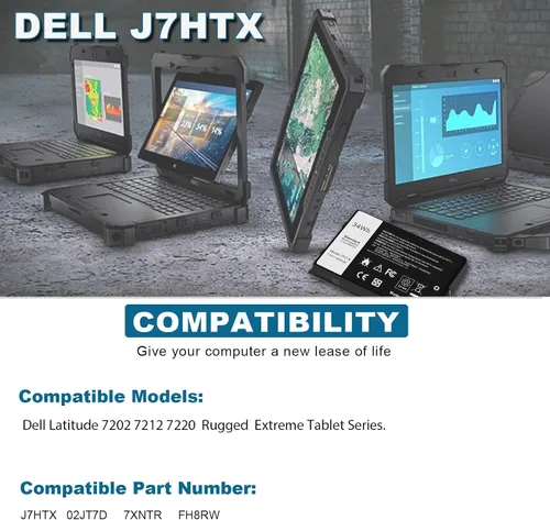 Miniatura 3 de 34Wh J7HTX - Batería de repuesto para laptop Dell Latitude 7202 7212 7220 Rugged Extreme Tablet T03H T03H002 T03H T03H003 Series 02JT7D 2JT7D J82G5