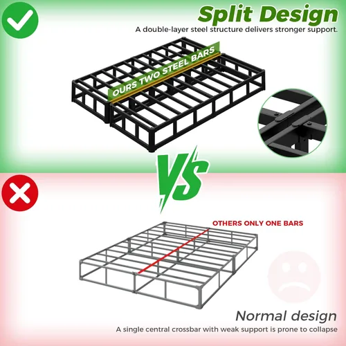 Miniatura 7 de EMODA Base de cama de metal resistente de 4 pulgadas con cubierta de tela, fácil montaje