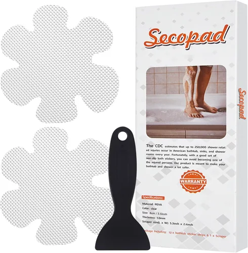 Miniatura 11 de Secopad Calcomanías para bañera antideslizantes, 24 piezas de peldaños de ducha de seguridad con raspado premium (azul)
