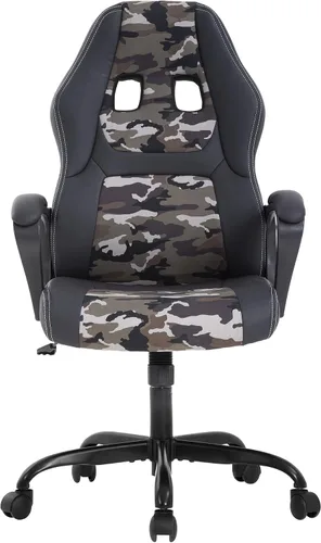 Miniatura 16 de PayLessHere Silla ergonómica de oficina para videojuegos, silla de computadora con soporte lumbar, silla ejecutiva ergonómica de piel sintética Negro
