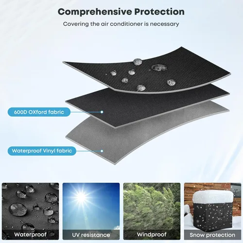 Miniatura 3 de Stanbroil Cubierta de aire acondicionado de 34 pulgadas para unidades exteriores, duradera, impermeable, 600D y resistente a la intemperie, cubierta