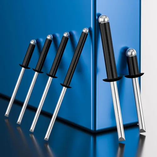 Miniatura 3 de Wensilon (80 piezas) Juego de remaches ciegos profesionales negros de aluminio, juego de agarre de aluminio y mandril de acero