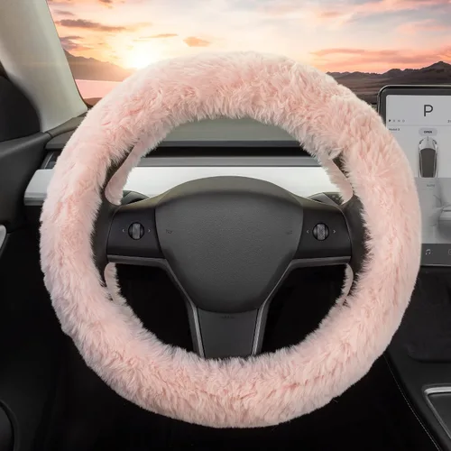 Miniatura 29 de Carbella Funda de volante suave de piel sintética trenzada negra, tamaño estándar de 15 pulgadas, se adapta a la mayoría de vehículos, funda mullida