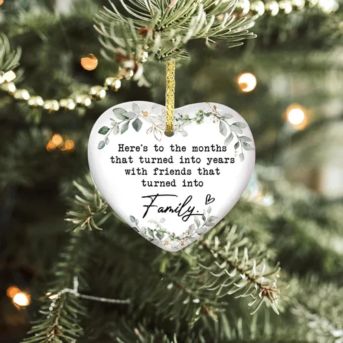 Miniatura 7 de GOSSBY Adorno de Amistad para Mujeres para Amiga - Amigas Que Se Han Convertido en Familia - Adorno Navideño de Cerámica en Forma de Corazón para He