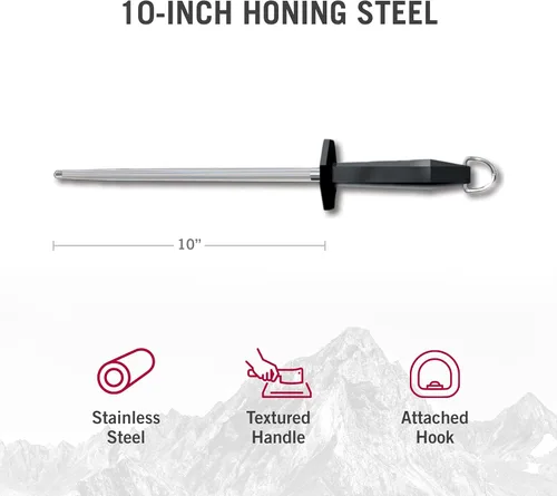 Miniatura 4 de Victorinox Chaira de Acero Mango de Plástico Negro, 10 Pulgadas, Corte Combinado (40582)