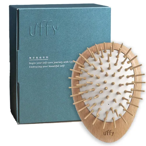 Miniatura 14 de Uffy Acubrusher - Cepillo de pelo Gua Sha chapado en oro de 24 quilates, masajeador ergonómico para el cuero cabelludo para la caspa