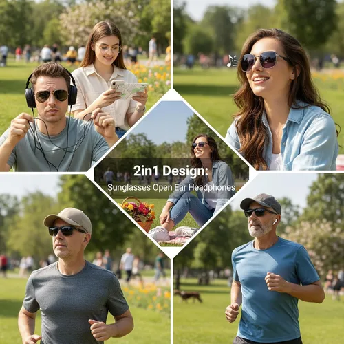 Miniatura 2 de Gafas inteligentes para hombres y mujeres, anteojos Bluetooth con micrófono y altavoces, gafas de audio de carga rápida compatibles con asistente
